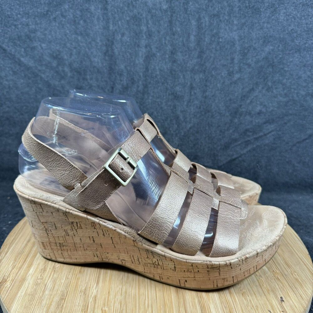 Korks by Kork-Ease Platform Wedge Womens 10M Sandal Gold Straps Cork